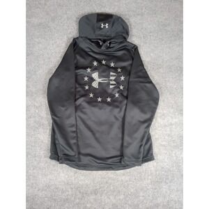 Under Armour Hoodie Pullover Mens XL Black Gray Long Sleeve Poly, Large UA Logo